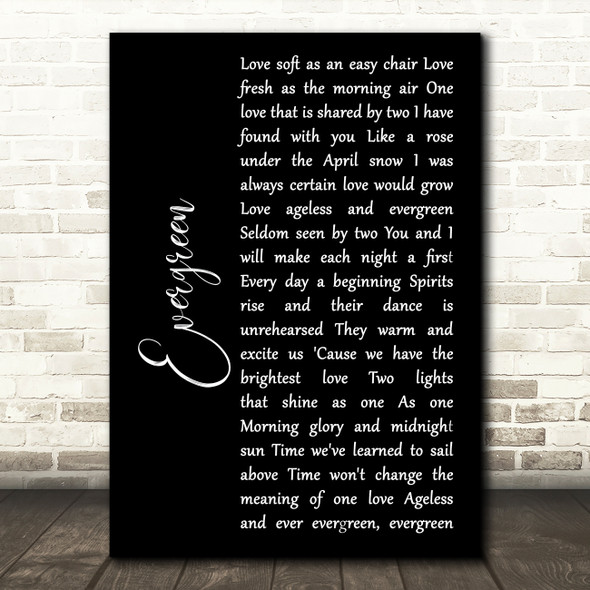 Barbra Streisand Evergreen Black Script Song Lyric Art Print