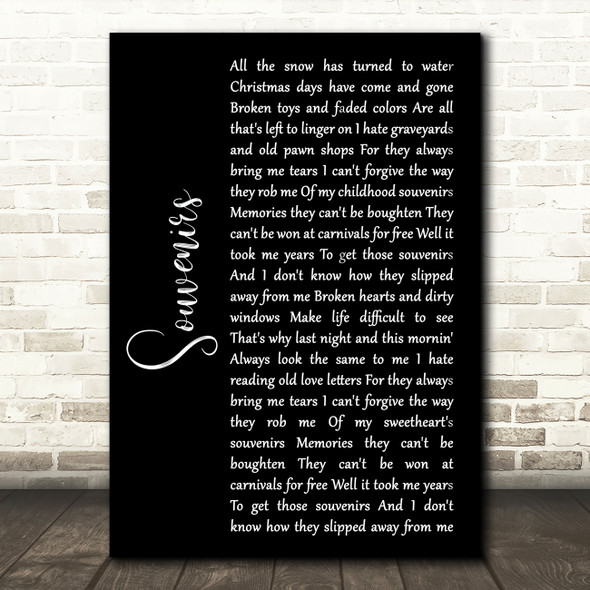 John Prine Souvenirs Black Script Song Lyric Art Print