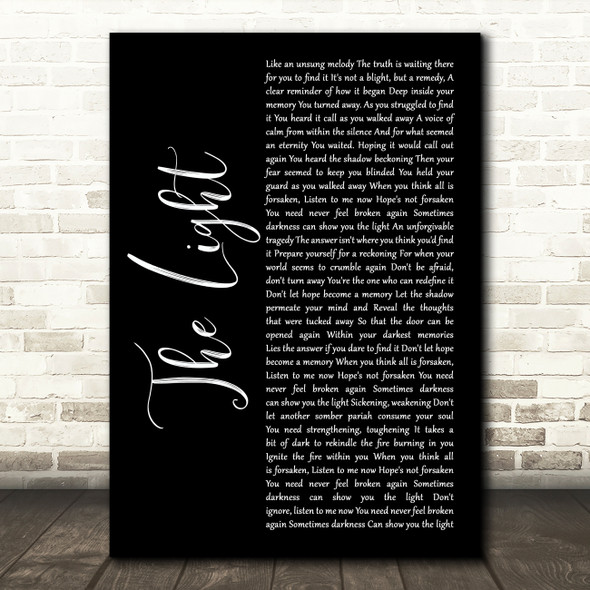 Disturbed The Light Black Script Song Lyric Art Print