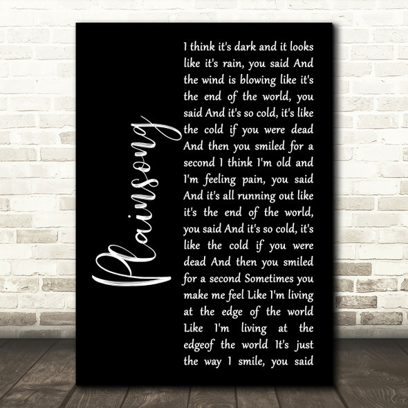 The Cure Plainsong Black Script Song Lyric Art Print