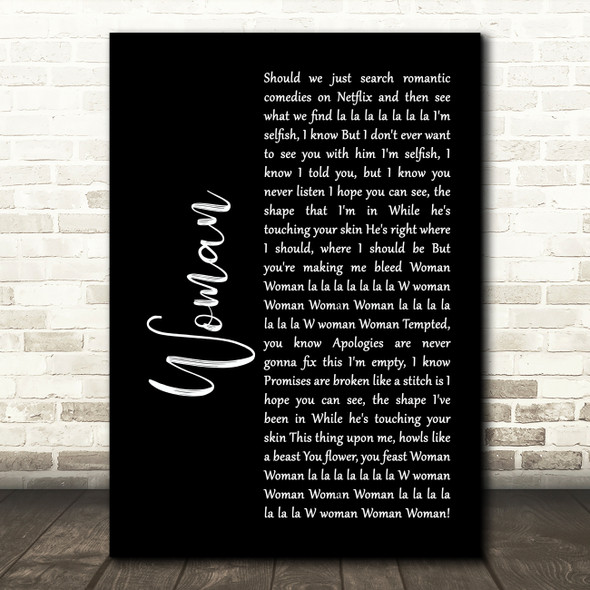 Harry Styles Woman Black Script Song Lyric Art Print