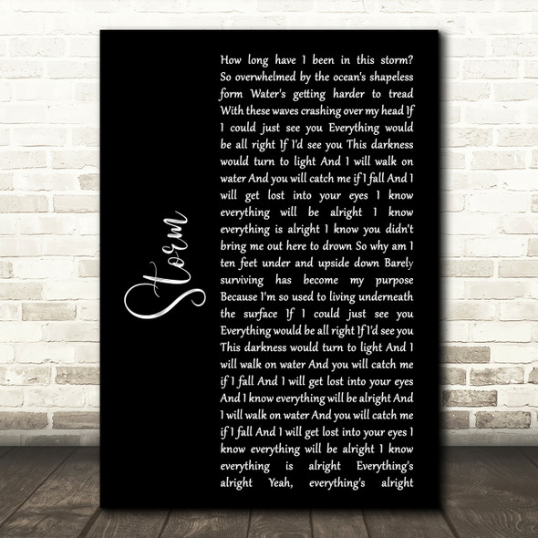 Lifehouse Storm Black Script Song Lyric Art Print