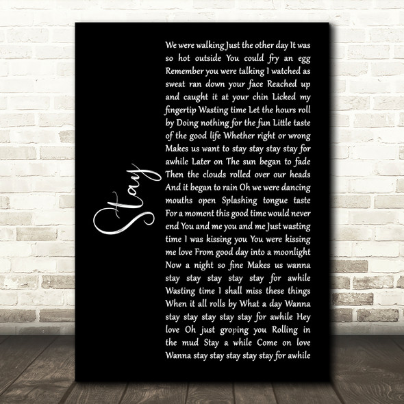 Dave Matthews Band Stay Black Script Song Lyric Art Print
