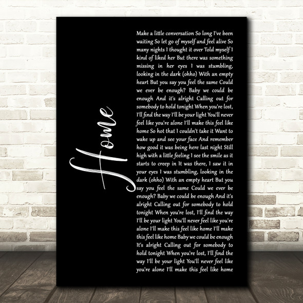 One Direction Home Black Script Song Lyric Art Print