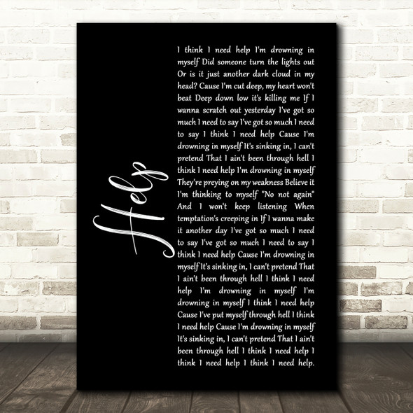 Papa Roach Help Black Script Song Lyric Art Print