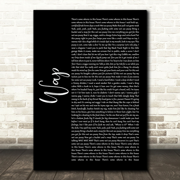 Cardi B WAP Black Script Song Lyric Art Print