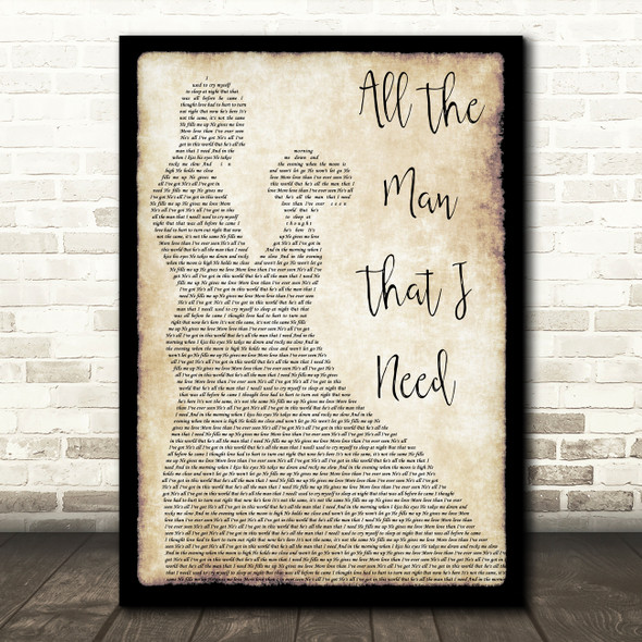 Whitney Houston All The Man That I Need Man Lady Dancing Song Lyric Art Print