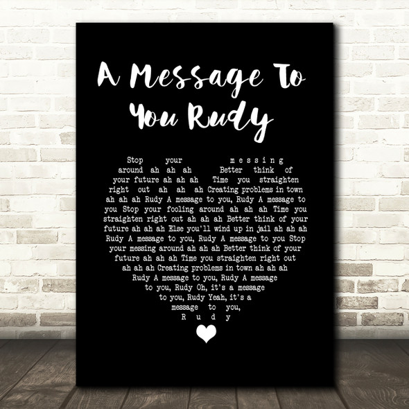 The Specials A Message To You Rudy Black Heart Song Lyric Wall Art Print