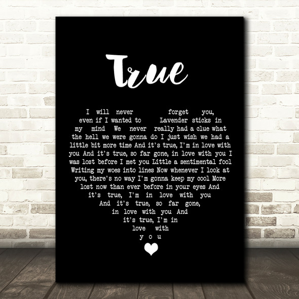 Tilian True Black Heart Song Lyric Wall Art Print