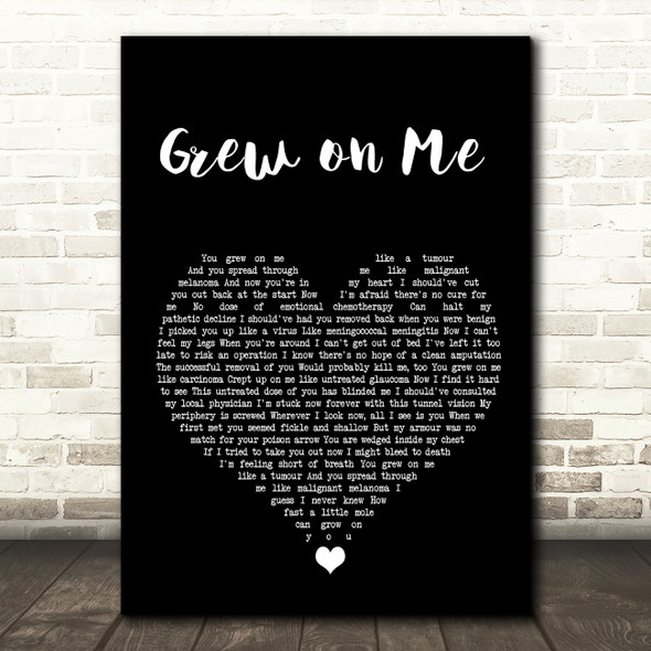 Tim Minchin Grew on Me Black Heart Song Lyric Wall Art Print