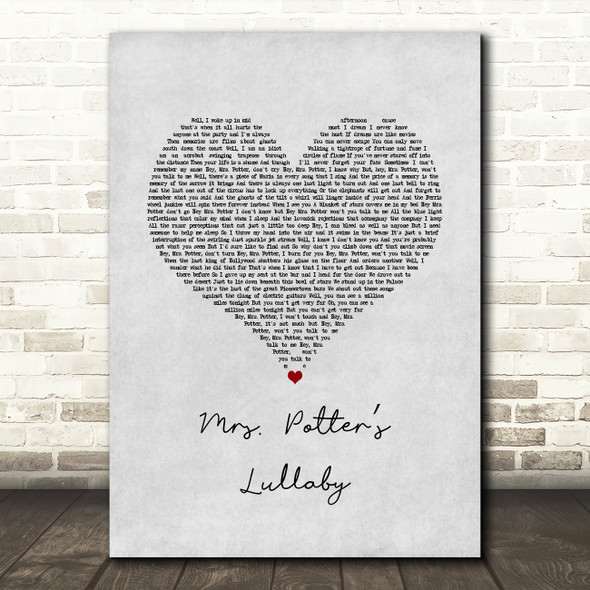 Counting Crows Mrs. Potters Lullaby Grey Heart Song Lyric Art Print