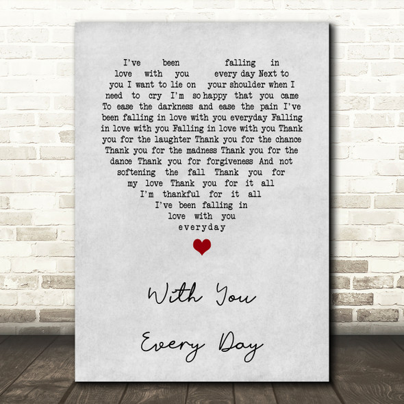 Beth Hart With You Every Day Grey Heart Song Lyric Art Print