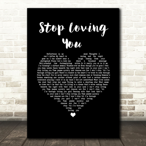 Toto Stop Loving You Black Heart Song Lyric Wall Art Print