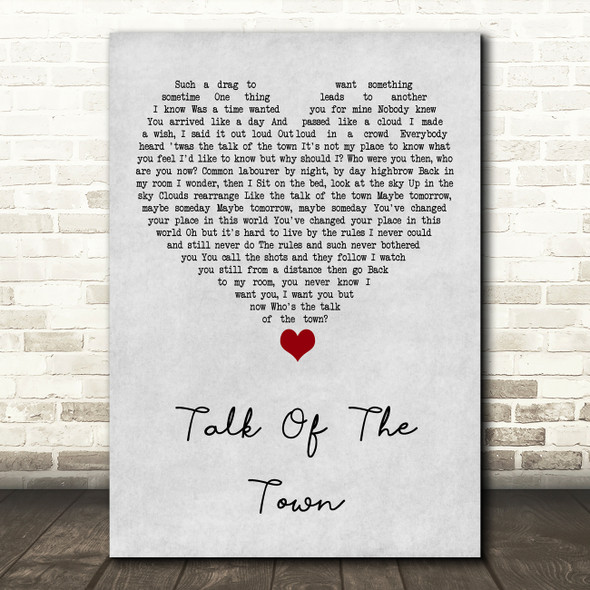 The Pretenders Talk Of The Town Grey Heart Song Lyric Art Print