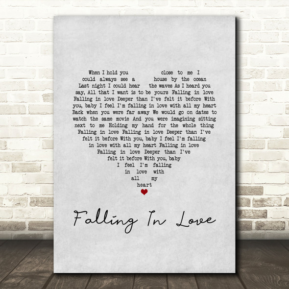 Cigarettes After Sex Falling In Love Grey Heart Song Lyric Art Print