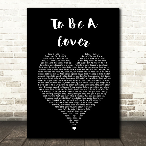 Billy Idol To Be A Lover Black Heart Song Lyric Wall Art Print