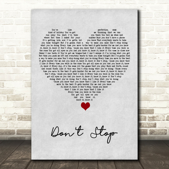5 Seconds Of Summer Don't Stop Grey Heart Song Lyric Art Print