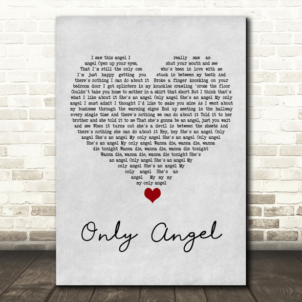 Harry Styles Only Angel Grey Heart Song Lyric Art Print