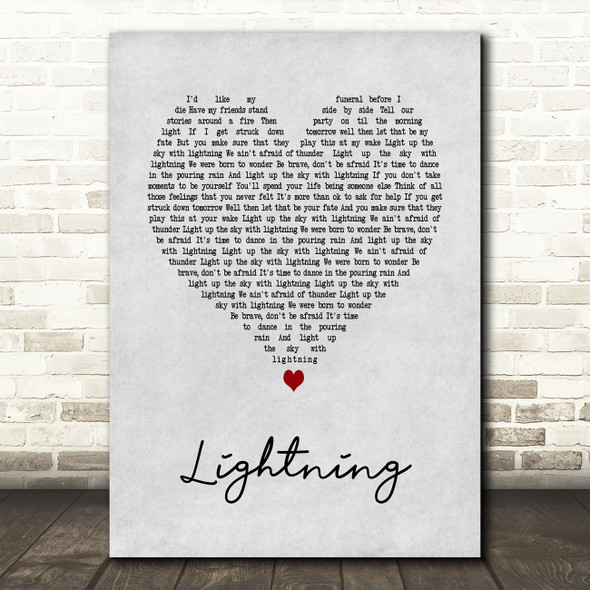 Lucy Spraggan Lightning Grey Heart Song Lyric Art Print