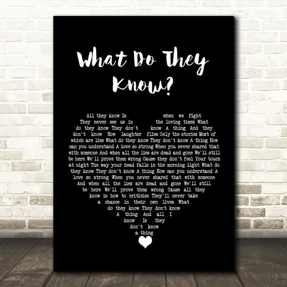 Westlife What Do They Know Black Heart Song Lyric Wall Art Print