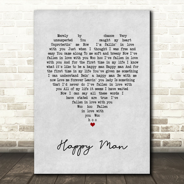 Chicago Happy Man Grey Heart Song Lyric Art Print