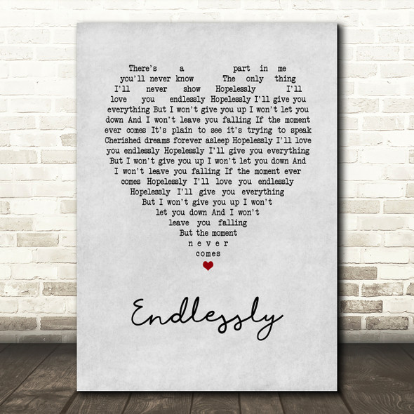 muse Endlessly Grey Heart Song Lyric Art Print