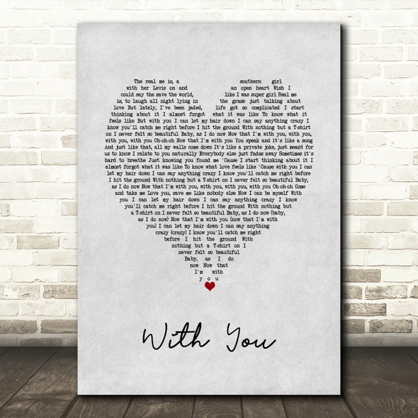 Jessica Simpson With You Grey Heart Song Lyric Art Print