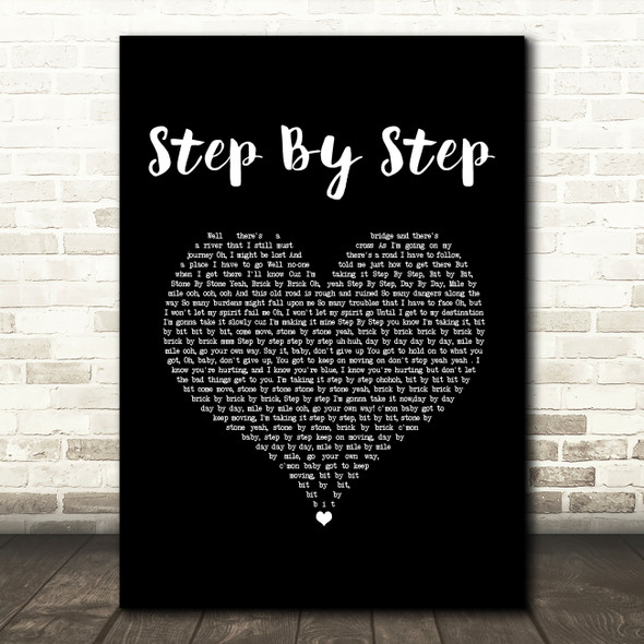 Whitney Houston Step By Step Black Heart Song Lyric Wall Art Print