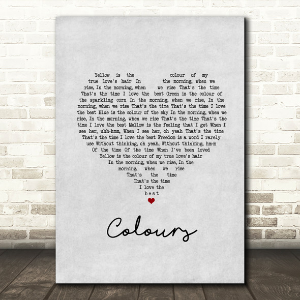 Joan Baez Colours Grey Heart Song Lyric Art Print