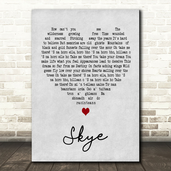 Runrig Skye Grey Heart Song Lyric Art Print