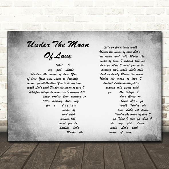 Showaddywaddy Under The Moon Of Love Man Lady Couple Grey Song Lyric Art Print