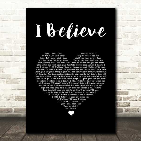 Yolanda Adams I Believe Black Heart Song Lyric Wall Art Print