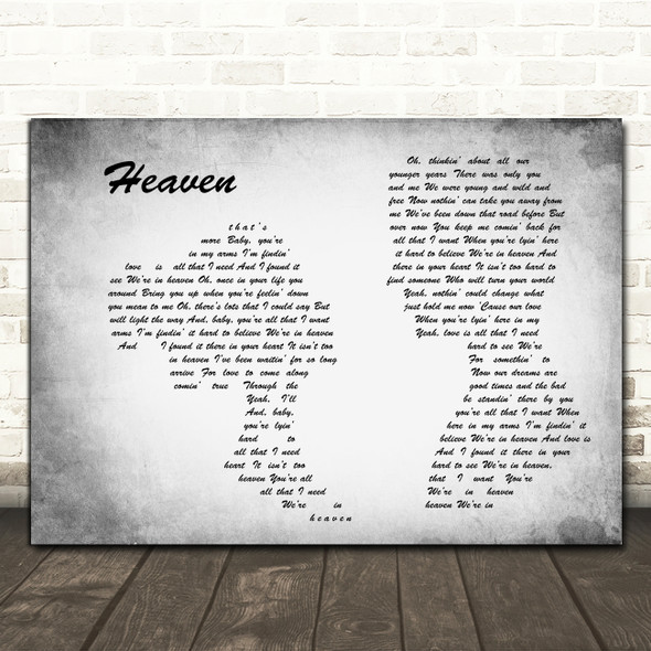 Bryan Adams Heaven Man Lady Couple Grey Song Lyric Art Print