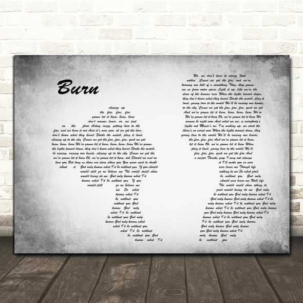 Ellie Goulding Burn Man Lady Couple Grey Song Lyric Art Print