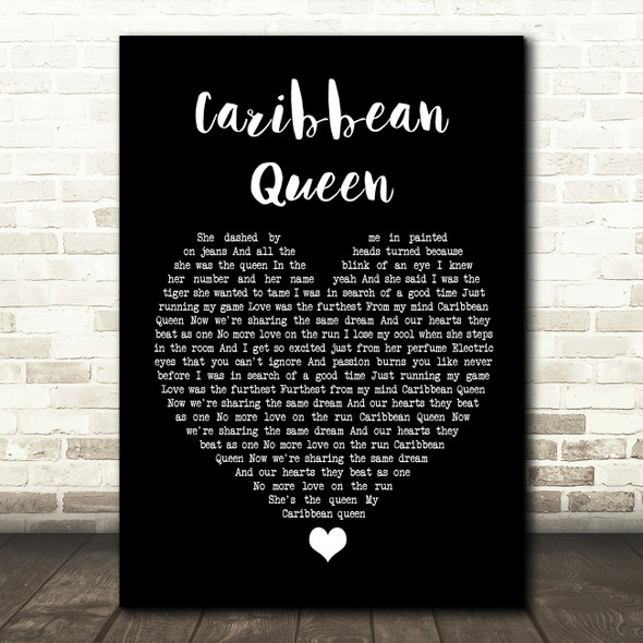 Billy Ocean Caribbean Queen Black Heart Song Lyric Wall Art Print