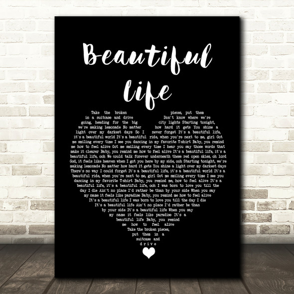 Zak Abel Beautiful Life Black Heart Song Lyric Wall Art Print