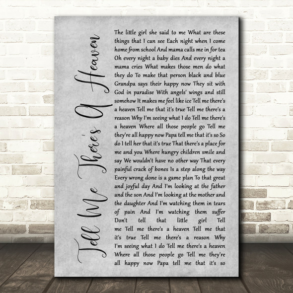 Chris Rea Tell Me There's A Heaven Grey Rustic Script Song Lyric Art Print