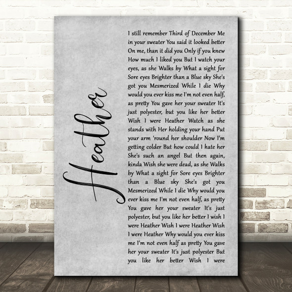 Conan Gray Heather Grey Rustic Script Song Lyric Art Print