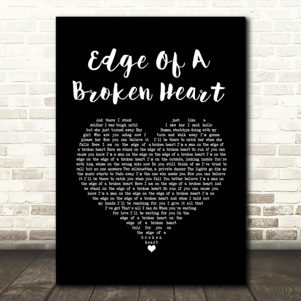 Bon Jovi Edge Of A Broken Heart Black Heart Song Lyric Wall Art Print