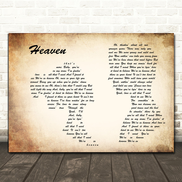 Bryan Adams Heaven Man Lady Couple Song Lyric Art Print