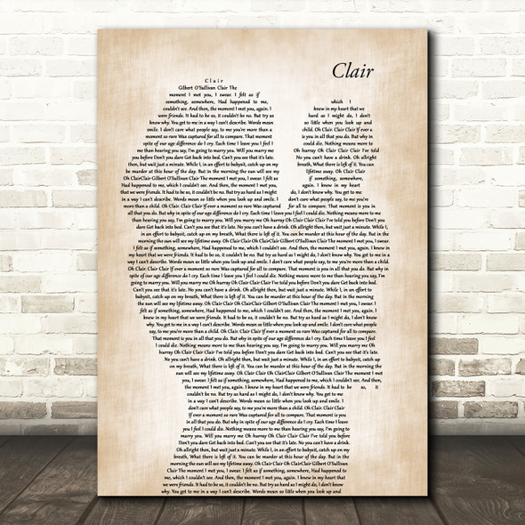 Gilbert O`Sullivan CLAIR Mother & Baby Song Lyric Art Print