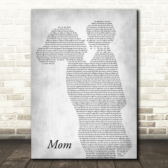 Meghan Trainor Mom Mother & Child Grey Song Lyric Art Print
