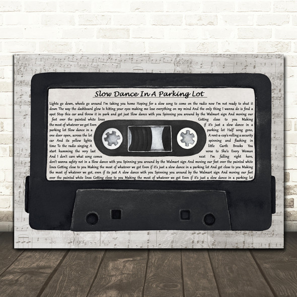 Jordan Davis Slow Dance In A Parking Lot Music Script Cassette Tape Song Lyric Art Print