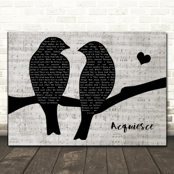 Oasis Acquiesce Lovebirds Music Script Song Lyric Art Print