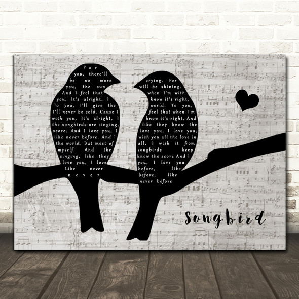 Fleetwood Mac Songbird Lovebirds Music Script Song Lyric Art Print