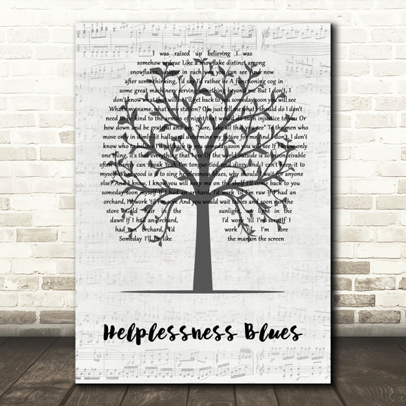 Fleet Foxes Helplessness Blues Music Script Tree Song Lyric Art Print