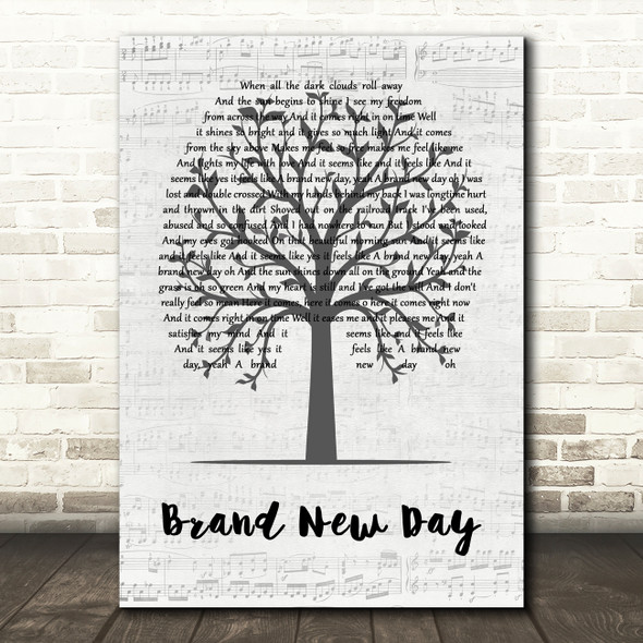 Van Morrison Brand New Day Music Script Tree Song Lyric Art Print