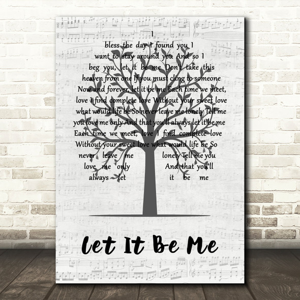 The Everly Brothers Let It Be Me Music Script Tree Song Lyric Art Print
