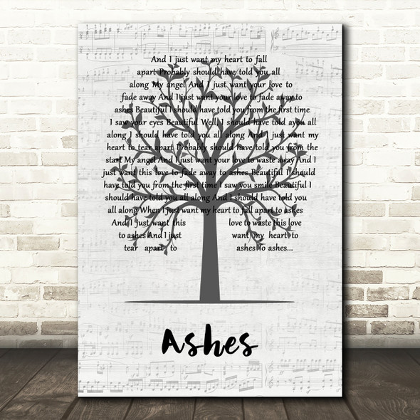 Andy Brown Ashes Music Script Tree Song Lyric Art Print