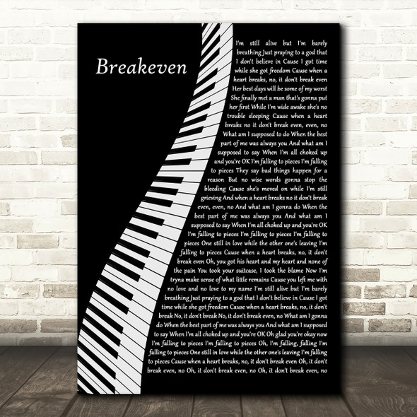 The Script Breakeven Piano Song Lyric Art Print
